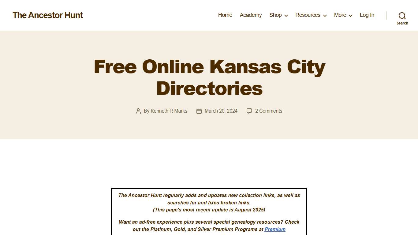 Kansas Free Online City and Phone Directories - The Ancestor Hunt